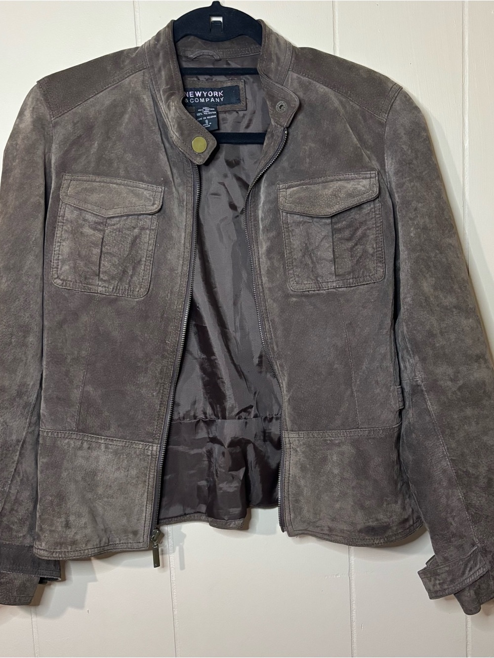 New York & Company 100% Genuine Suede Moto Style Jacket